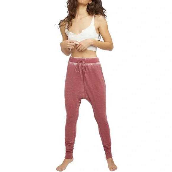 Free People Cozy All Day Drawstring Harem Jogger Leggings Daytime Fireworks - Picture 2 of 15